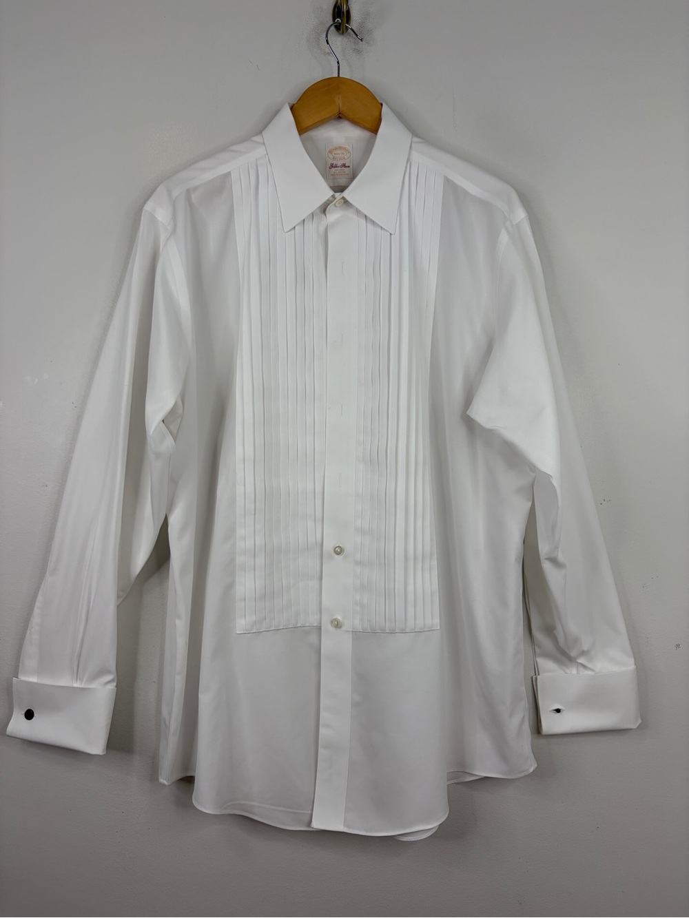 Brooks Brothers Tuxedo Shirt Mens 16.5 35 White Cotton Evening Formal Button Up